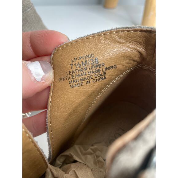 Lucky Brand Ponic Suede Ankle Boots Size 7.5 Beige Western Block Heel - Picture 8 of 10